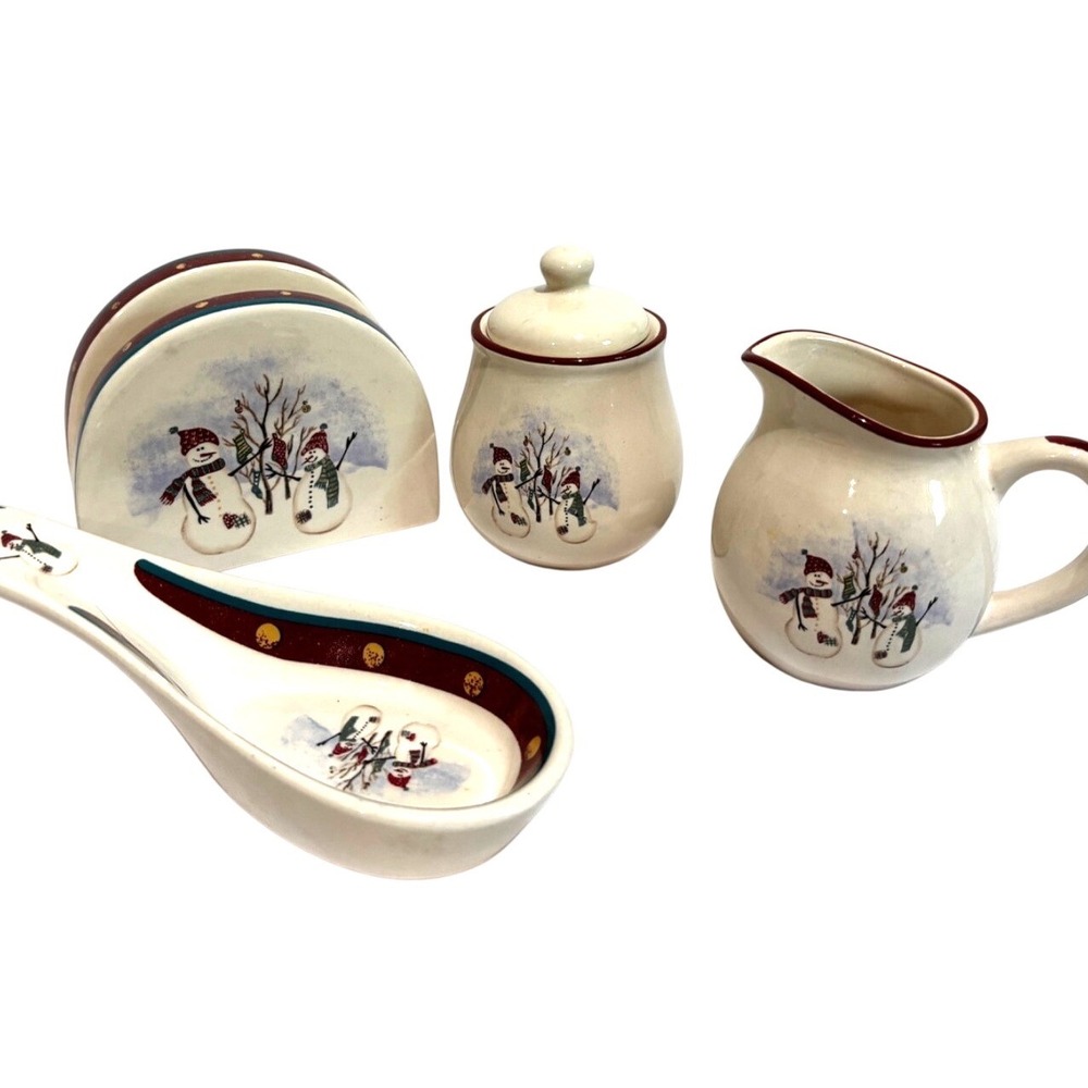 Royal Seasons Napkin spoon sugar‎ creamer Holiday collector stoneware set x-mas